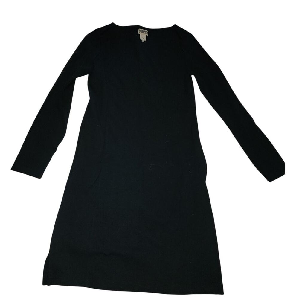 Duluth Black V Neck Pullover Knee Length Long Sleeve Pocket Dress Size XS